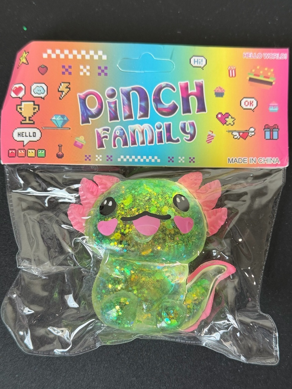 Green Glitter Axolotl Squishy Toy - Kids Accessories